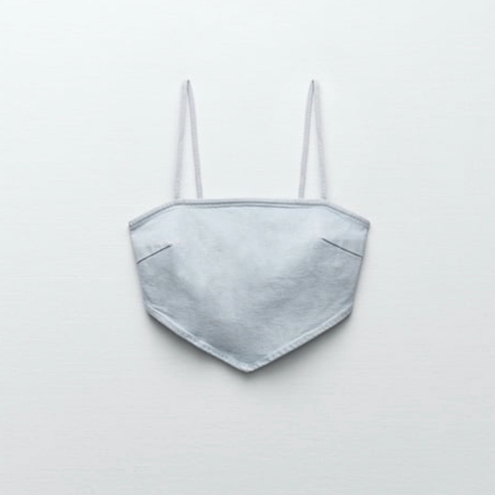 NWT! ZARA Denim Handkerchief Crop Top size L